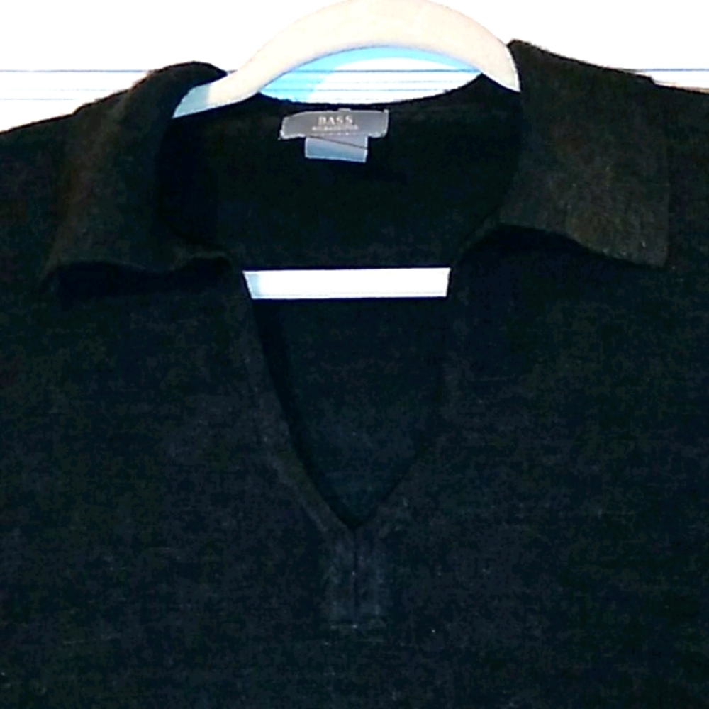 Bass Collared Acrylic Sweater Heathered Dk Gray